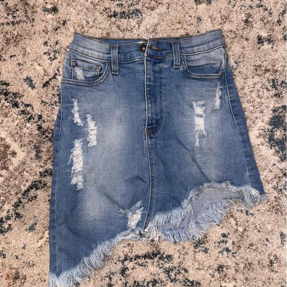 Vibrant blue denim skirt